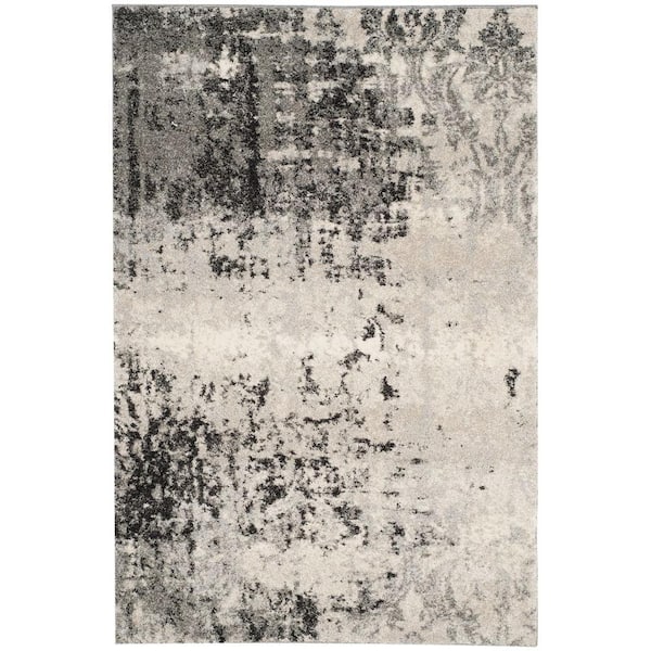 SAFAVIEH Retro Light Grey/Grey 4 ft. x 6 ft. Floral Area Rug