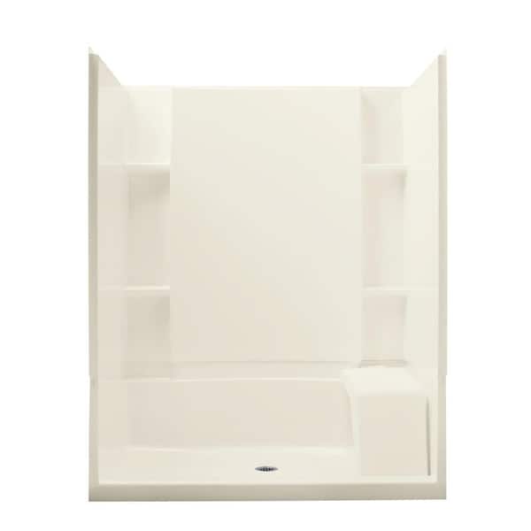STERLING Accord Seated 36 in. x 60 in. x 74.5 in. Shower Kit with Age-in-Place Backers in Biscuit