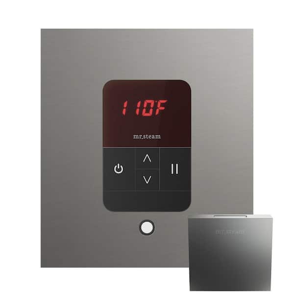 iTempo Square Steam Shower Control and Steamhead in Satin Steel