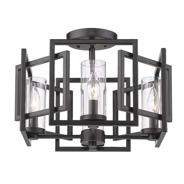 Golden Lighting Marco 4-Light Matte Black Flush Mount Light