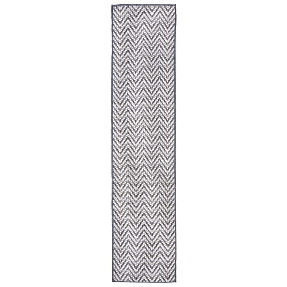 Bermuda Bliss Blue Synthetic 2' x 8' Easy-Care Outdoor Rug