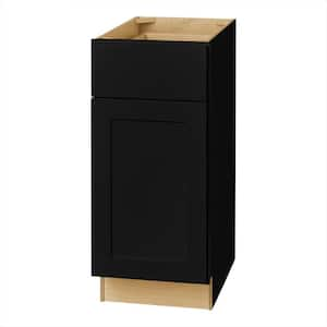 Avondale 15 in. W x 24 in. D x 34.5 in. H Ready to Assemble Plywood Shaker Base Kitchen Cabinet in Raven Black