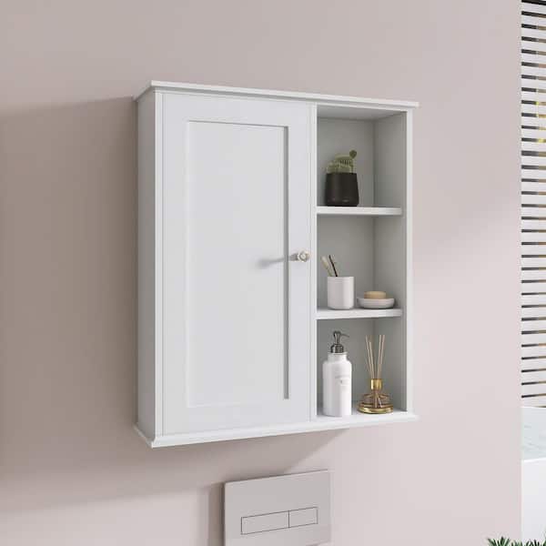 YJAY 24 in. W x 7 in. D x 27.5 in. H Bathroom Storage Wall Cabinet in White