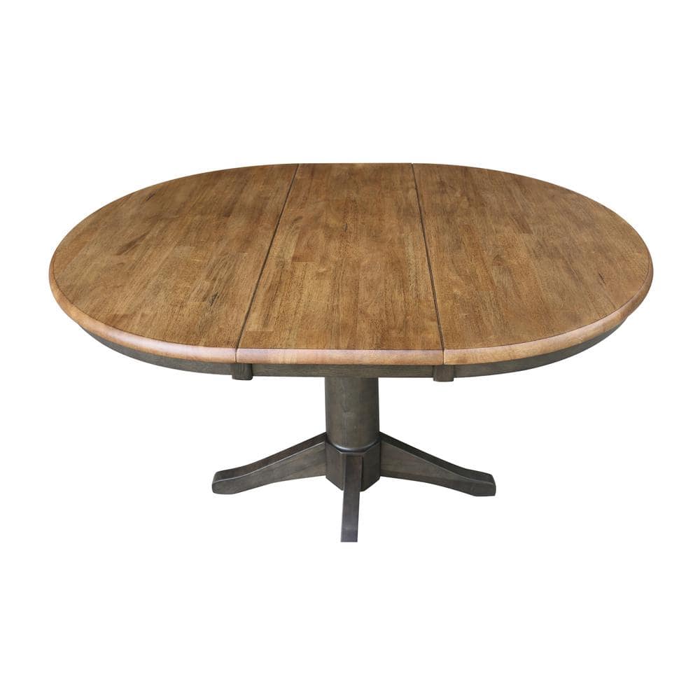 Hickory Top Extendable Round Dining Table in Washed Coal
