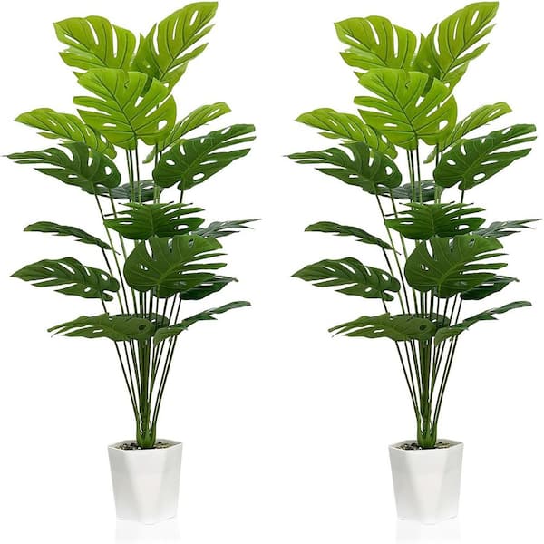 43 in. Artificial Green Indoor Monstera in Pot (Set of 2)