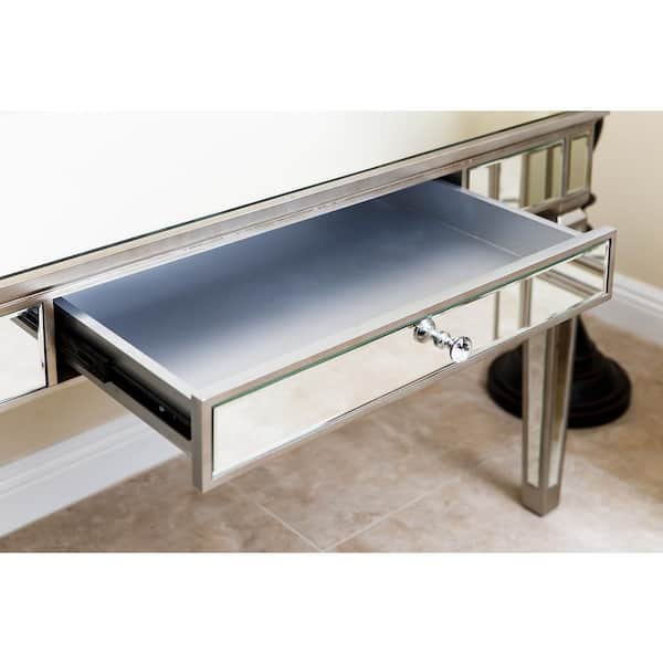 DEVON & CLAIRE Omni Glamorous Glass Mirrored Desk, One Drawer TM