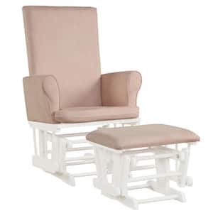 Pink Baby Nursery Relax Rocker Rocking Chair Glider and Ottoman Set Bench with Cushion
