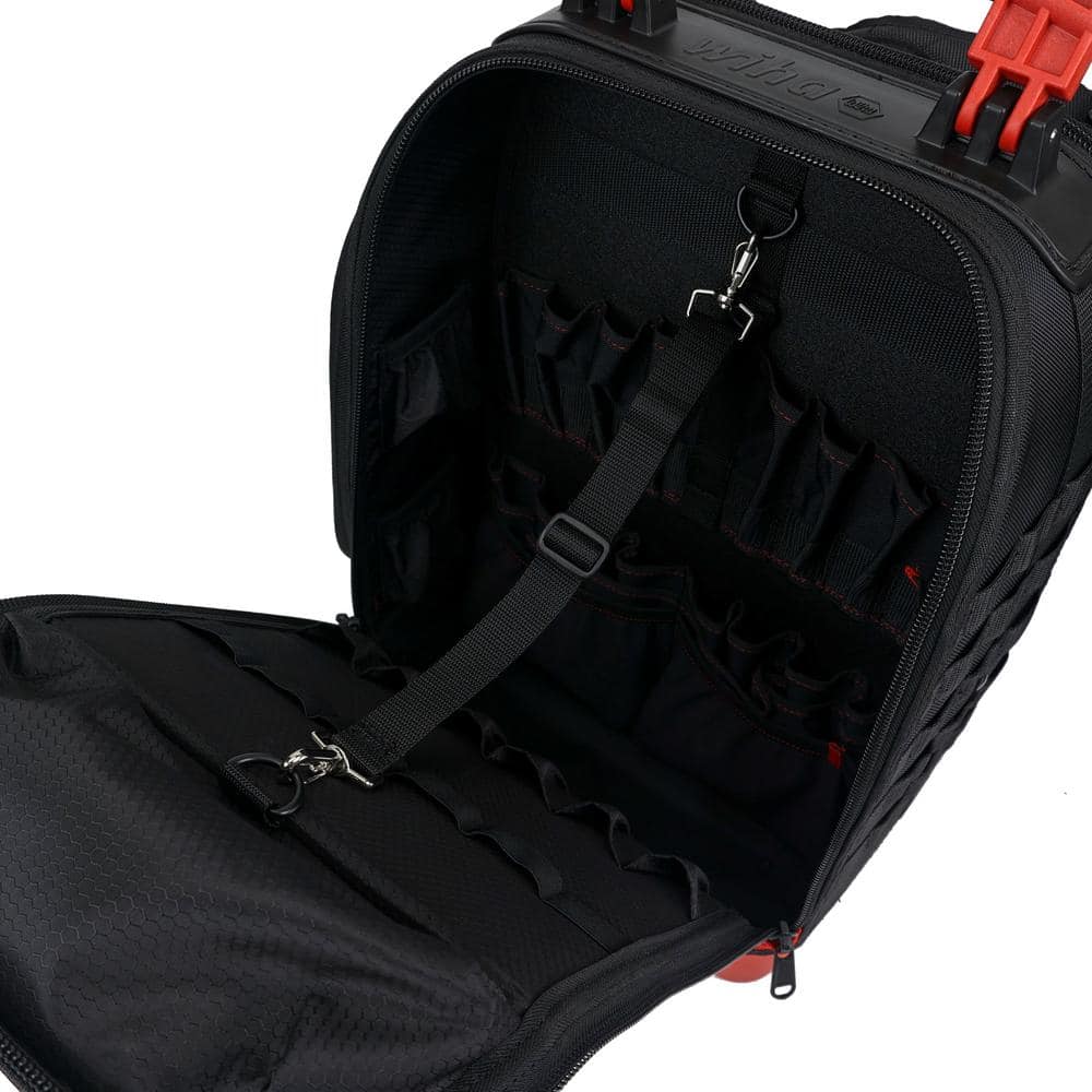 Heavy Duty Black and Red Tool Hauler Backpack