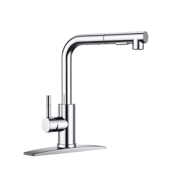 Single Handle Pull Down Sprayer Kitchen Faucet with Advanced Spray Pull Out Spray Wand Spot Resistant in Polished Chrome