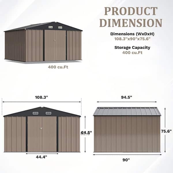 Tozey 10 ft. W x 8 ft. D Outdoor Storage Shed Galvanized Metal