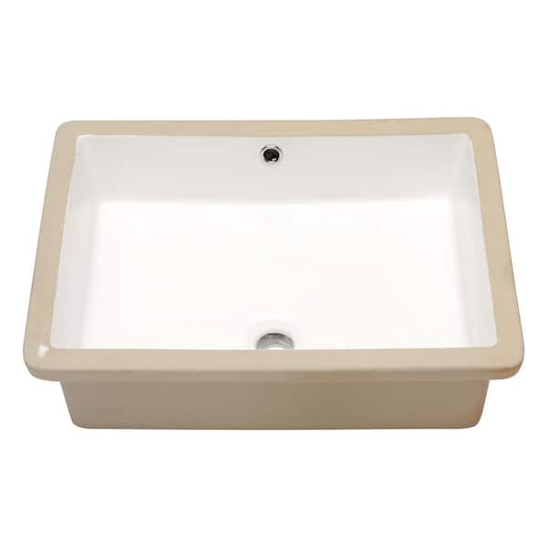 Sarlai 22 in. Rectangle Undermount Bathroom Sink in White Ceramic