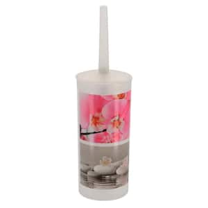 Orchid Toilet Brush and Holder - Decorative Plastic Bathroom Accessory