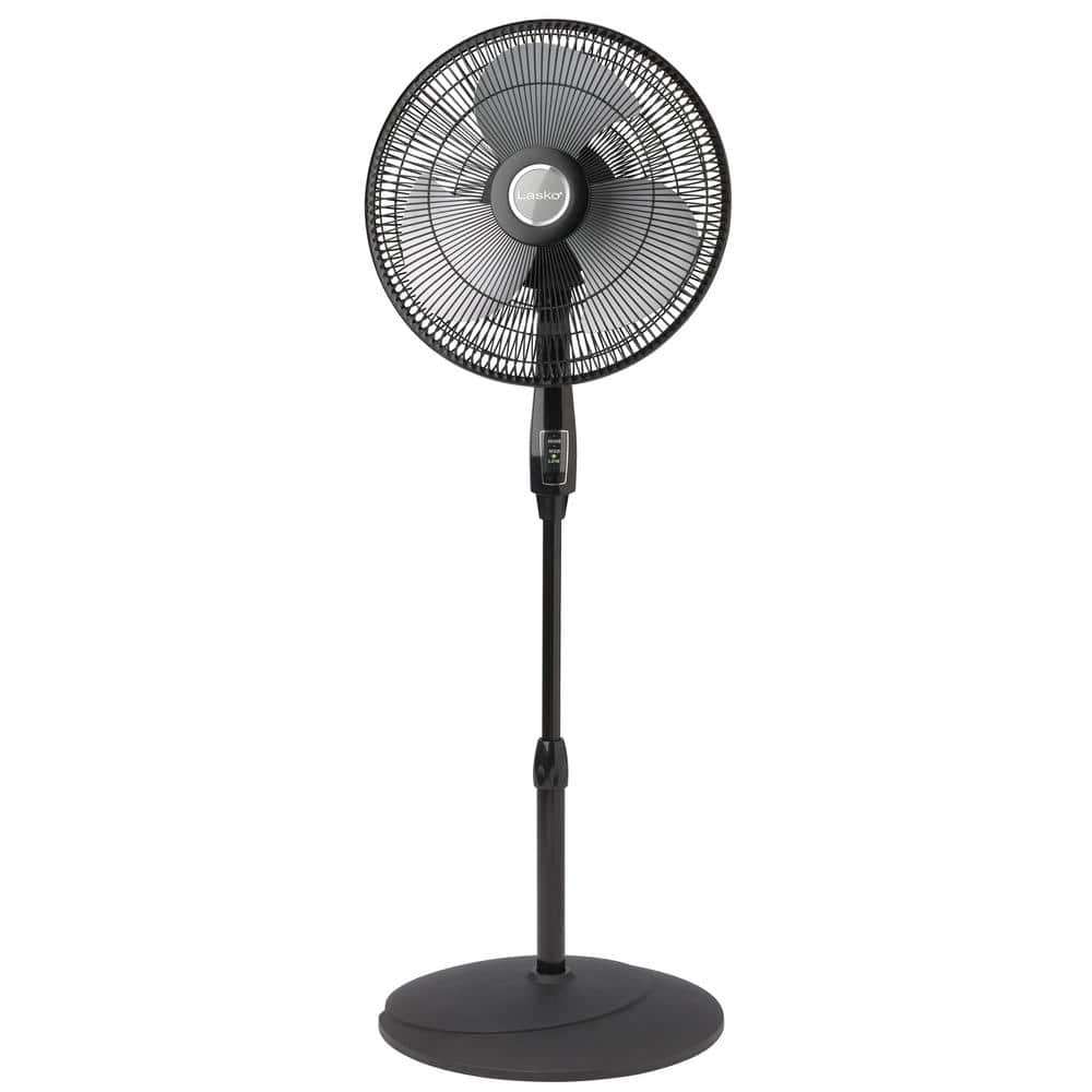 Adjustable-Height 16 in. Oscillating Performance Black Pedestal Fan with Remote Control -  Lasko, 2648