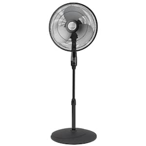 Adjustable-Height 16 in. Oscillating Performance Black Pedestal Fan with Remote Control