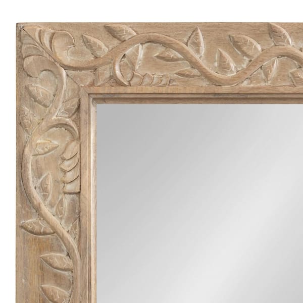 Carved Mango Wood Painted Mirror - Antique Cream Carved Mango Wood Painted Mirror - Antique Cream
