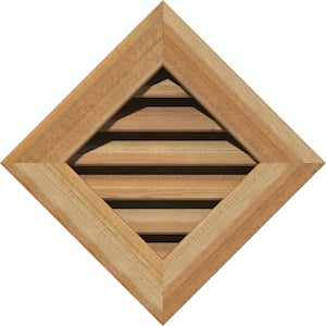 30.375" x 30.375" Diamond Unfinished Rough Sawn Western Red Cedar Wood Paintable Gable Louver Vent Functional