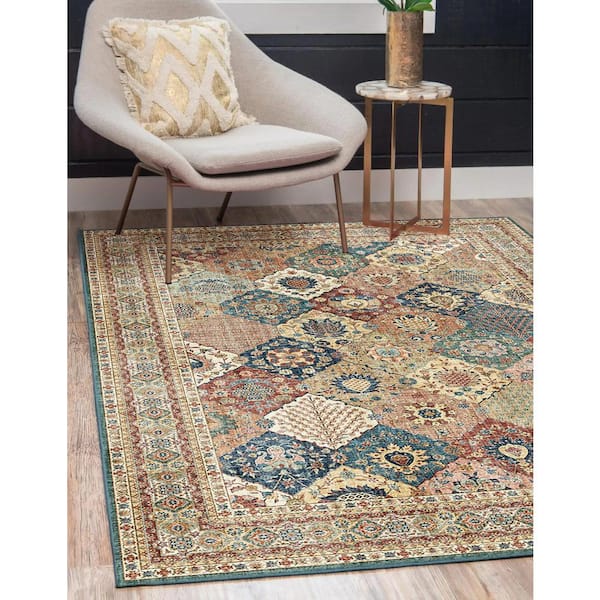 Crystal Print Cinzia Bronze 5 ft. x 7 ft. Border Indoor Area Rug