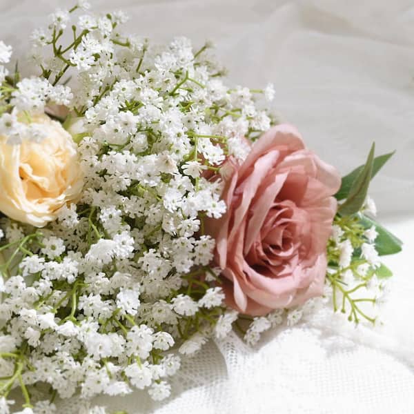 Afoxsos 21 in. 6-Pieces White Indoor Babys Breath Gypsophila Artificial Flowers Real Touch for Wedding Floral Arrangement