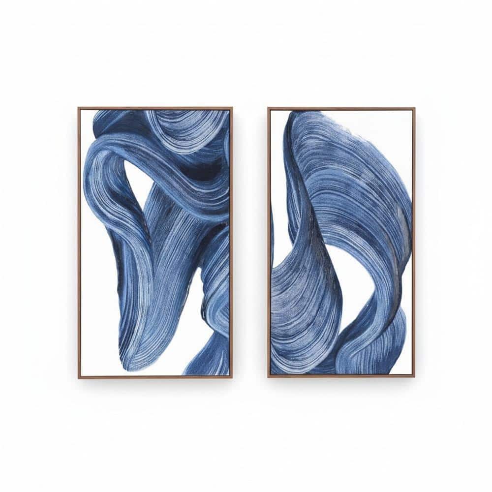 Set of 2 Blue Abstract Framed Art 24 in. x 16 in. LINBQ262 - The