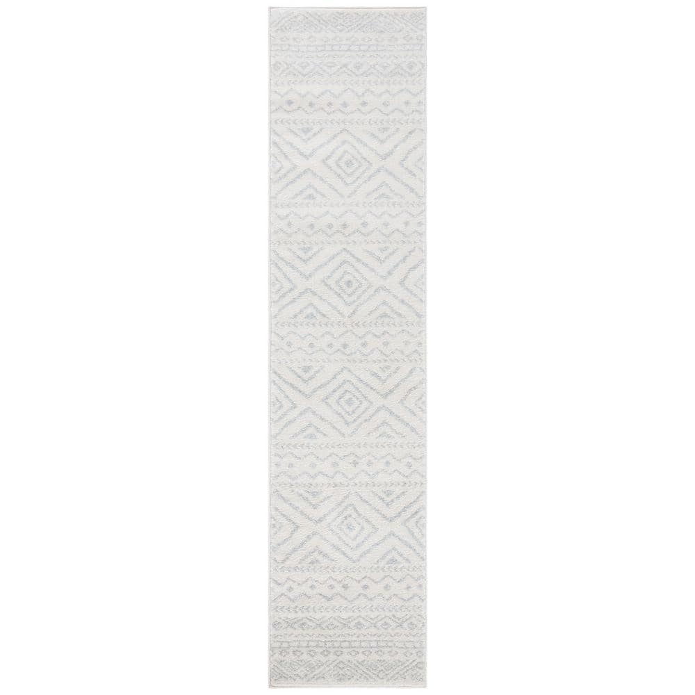 SAFAVIEH Tulum Ivory/Light Gray 2 ft. x 13 ft. Striped Geometric ...