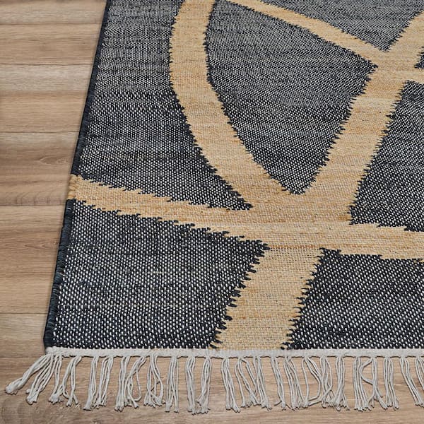 Cosmoros Yoruba Black 8 ft. x 10 ft. Abstract Bohemian Global Indoor Area Rug