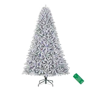 7.5 ft. Starry Light Fraser Fir Flocked LED Pre Lit Artificial Christmas Tree with 1500 Color Changing Lights