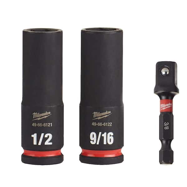 Milwaukee - SHOCKWAVE Impact Duty 3/8 in. Drive Deep Well Socket Set (3-Pack)