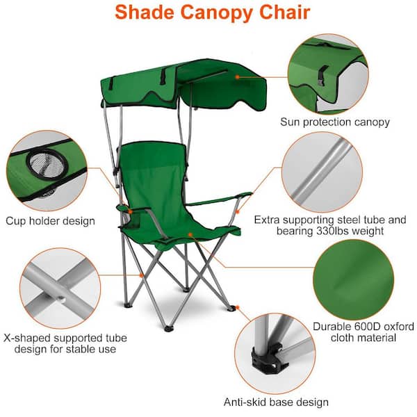 Outdoor Folding Canopy Fishing Chair Reclining Camping Chairs With Footrest  Lightweight Portable Relex Comfortable Tourist Chair, Camping Chair With  Canopy And Footrest