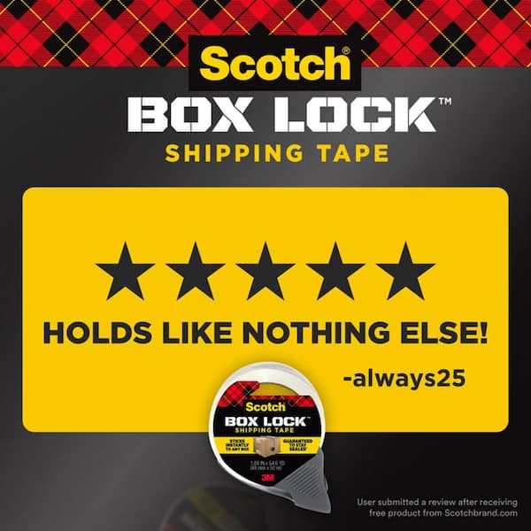 Box Lock 1.88 in. x 163.8 ft. Shipping Packaging Tape (Case of 6, 3 Rolls/Pack)