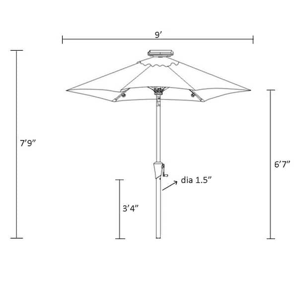 C-Hopetree 9 ft. Aluminum Market Solar Tilt Patio Umbrella with LED Lights  in Aqua Blue Solution Dyed Polyester PULED05Blue - The Home Depot