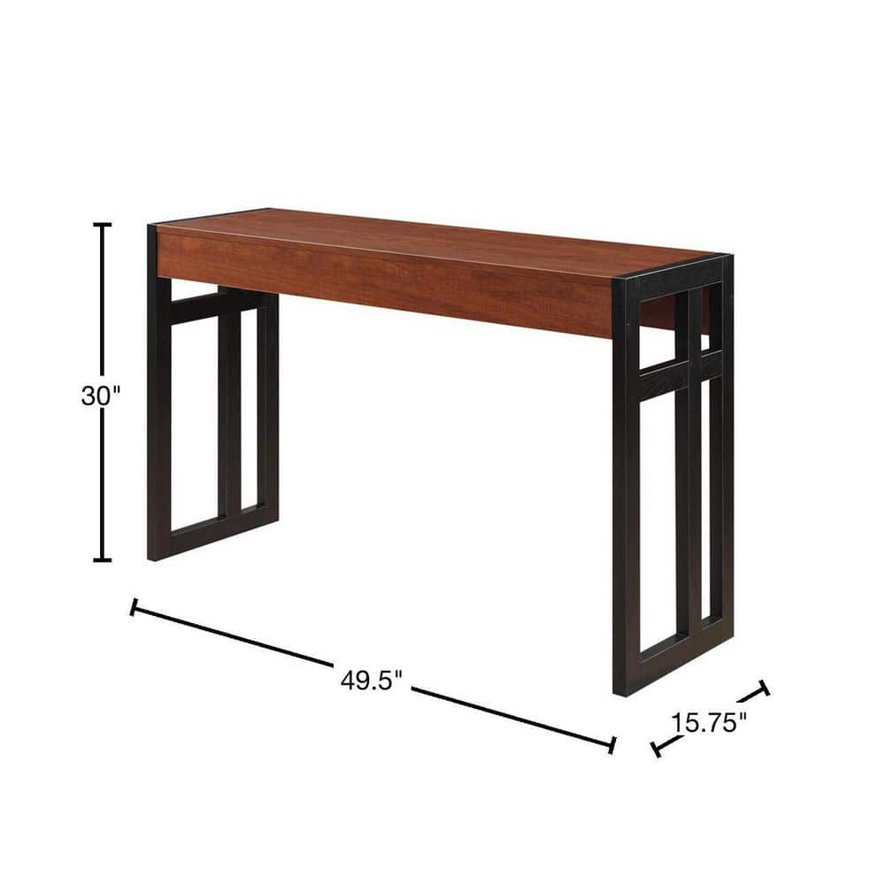 Black and Cherry Wood Console Table with Storage
