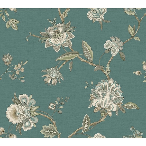 Chesapeake Monaco Teal Jacobean Trail Wallpaper