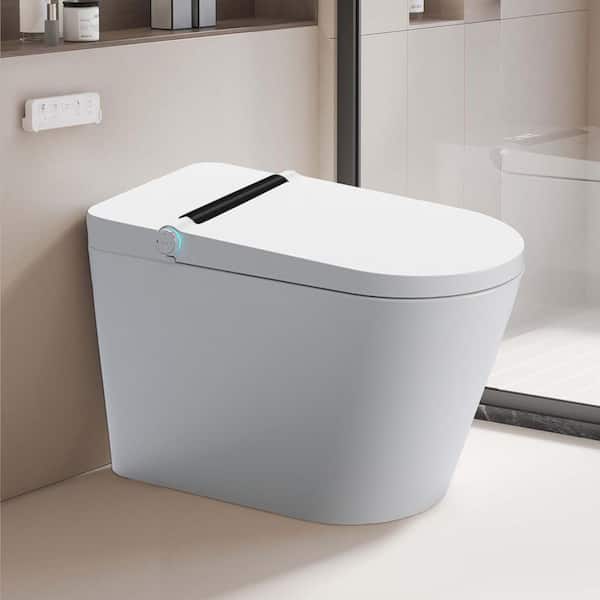 CATALINA 1.28 GPF Elongated Bidet Toilet in White with Soft Close Heated Seat Foot Sensor Flush Night Light