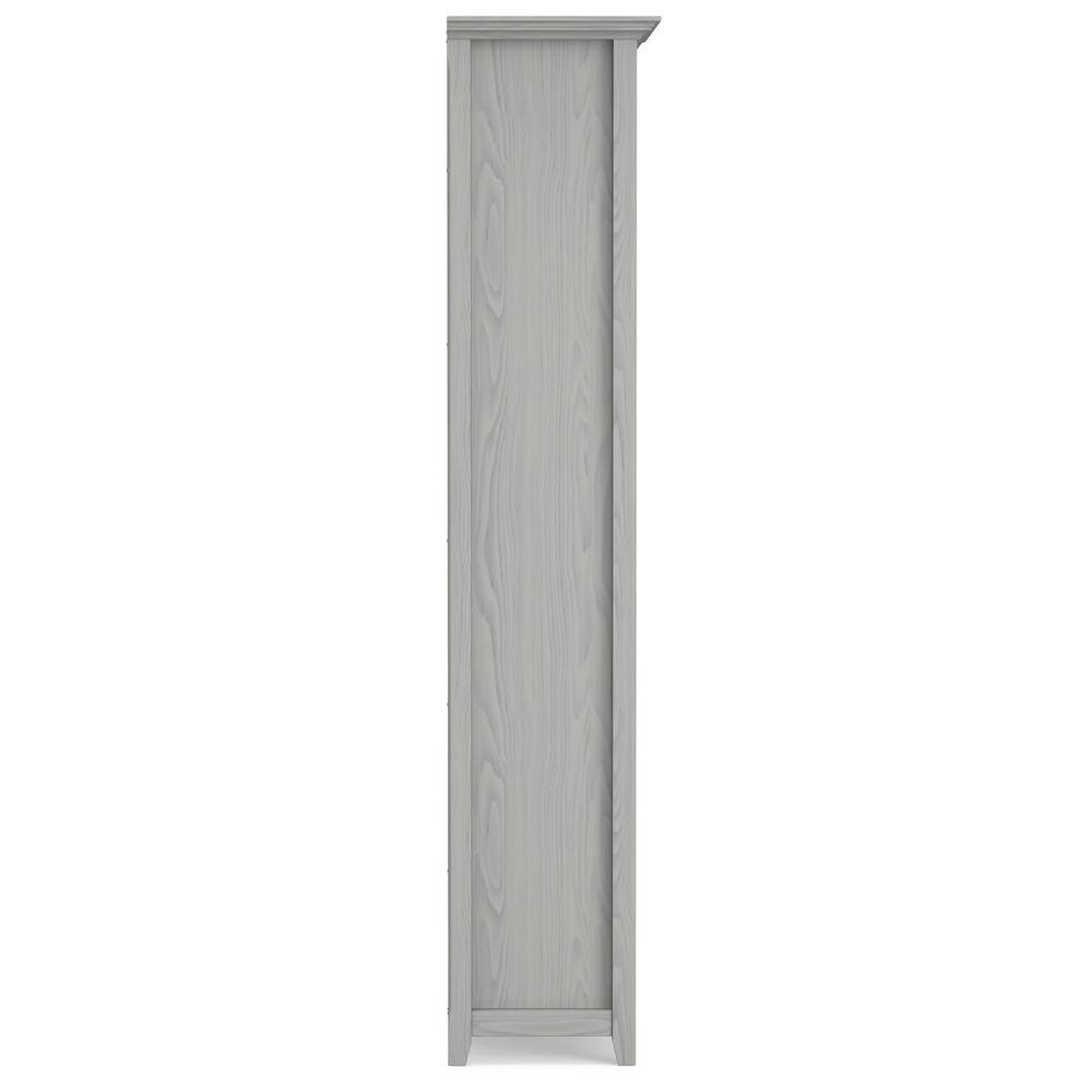 Fog Grey Solid Wood Adjustable 5-Shelf Bookcase