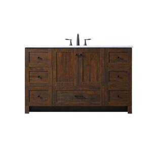 54 in. W x 19 in. D x 34 in. H Bath Vanity in Expresso with Ivory White Engineered Marble Top