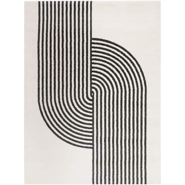 Endel Cream/Black 8 ft. x 10 ft. Modern Arch Area Rug