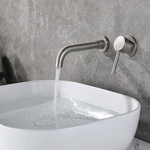 Single-Handle Wall Mounted Bathroom Faucet in Brushed Nickel