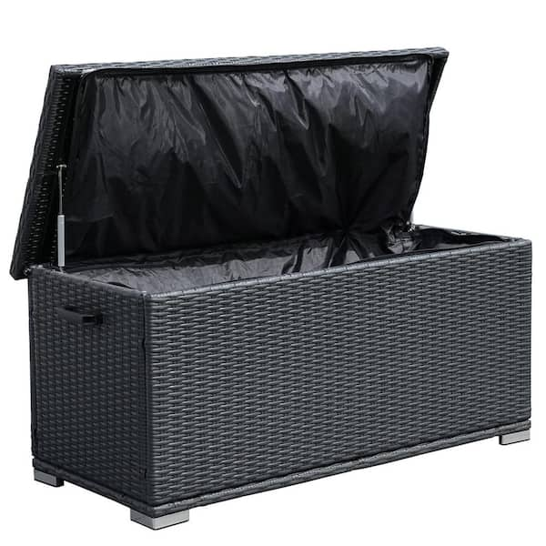 DIRECT WICKER 100 Gal. Flip-Top Black Wicker Outdoor Storage Box Deck Box