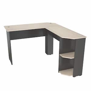 47.2 in. W L Shaped Dark Gray-Maple Computer Desk with 2-Shelves