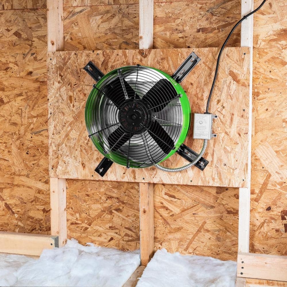 Green Galvanized Steel 15-Inch Gable Mount Attic Fan