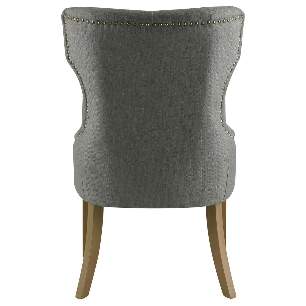 Elegant Dark Gray Tufted Side Chair with Wooden Legs