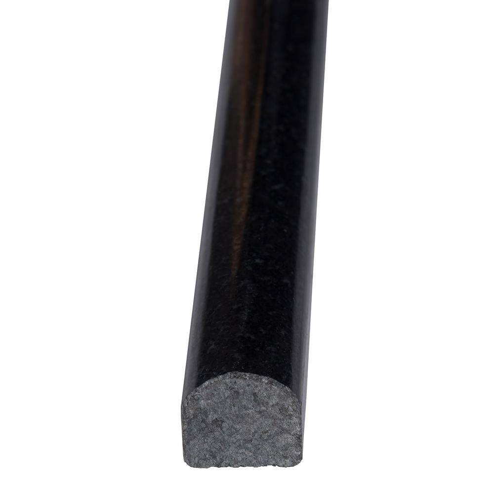 12" Black Polished Granite Bullnose Tile Trim