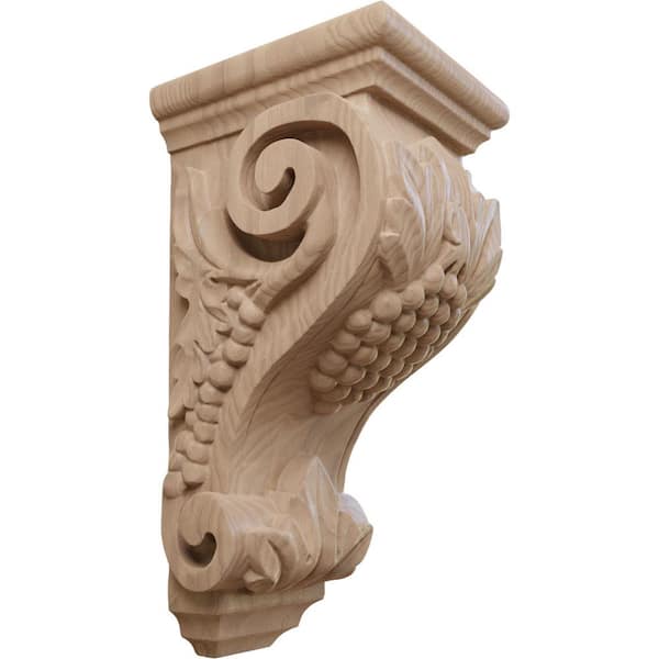Ekena Millwork 5 in. x 4-1/2 in. x 10 in. Unfinished Wood Mahogany Medium Grape Corbel