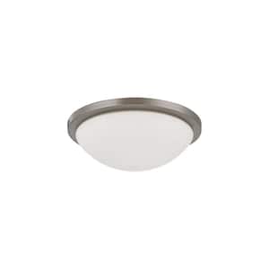 Button 13 in. 1-Light Brushed Nickel Integrated LED Flush Mount