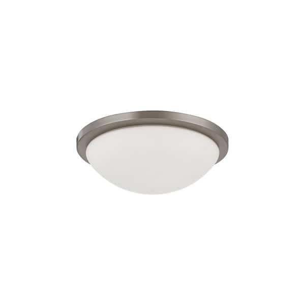 SATCO Button 13 in. 1-Light Brushed Nickel Integrated LED Flush Mount