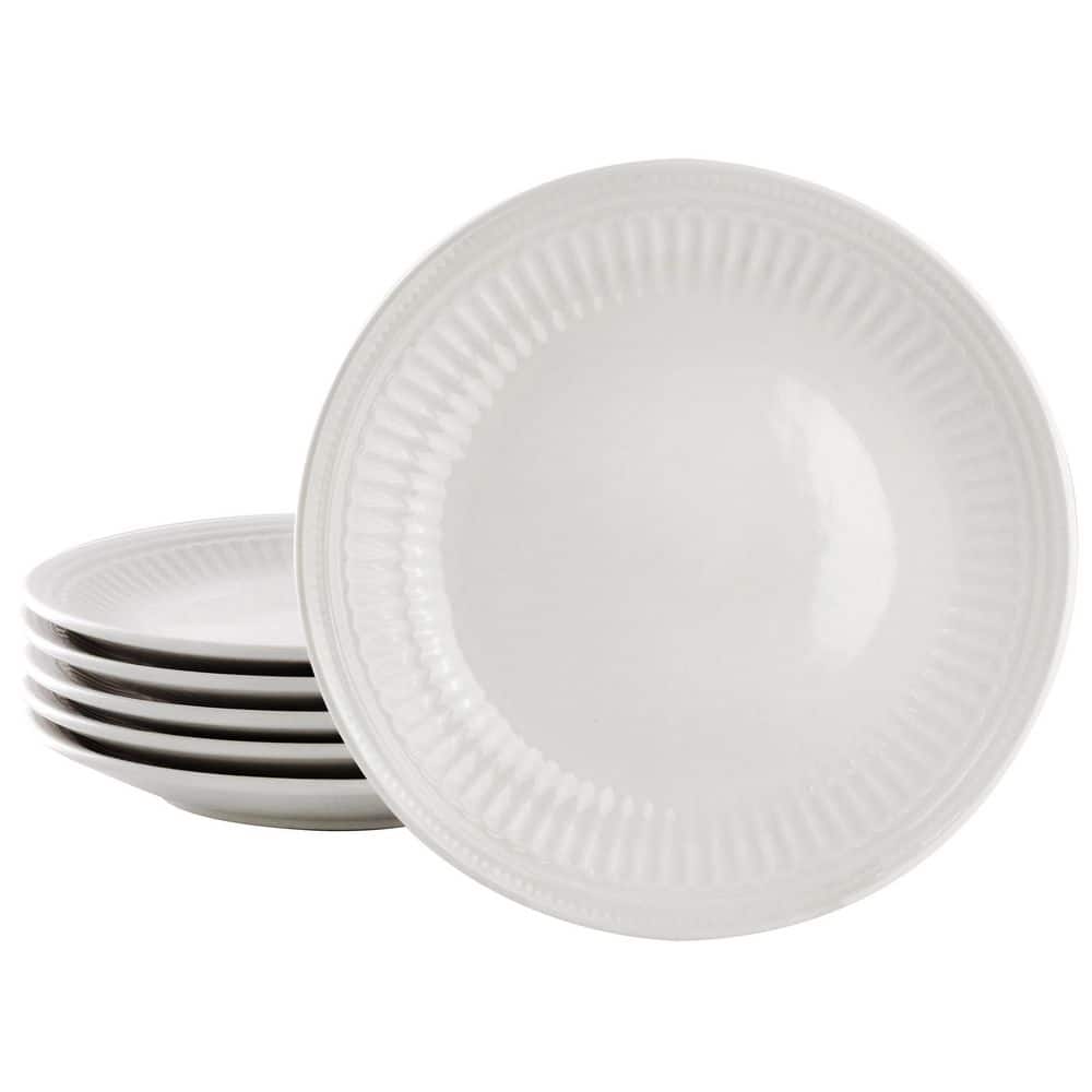 Elama Hansel 6-Piece White Stoneware Dinnerware Dinner Plates