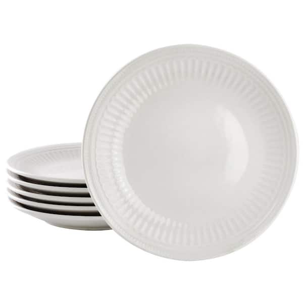 Elama Hansel 6-Piece White Stoneware Dinnerware Dinner Plates