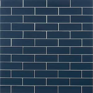 Midnight Savoy Subway 11.75 in. x 12 in. Polished Glass Mesh-Mounted Mosaic Tile (9.8 sq. ft./Case)