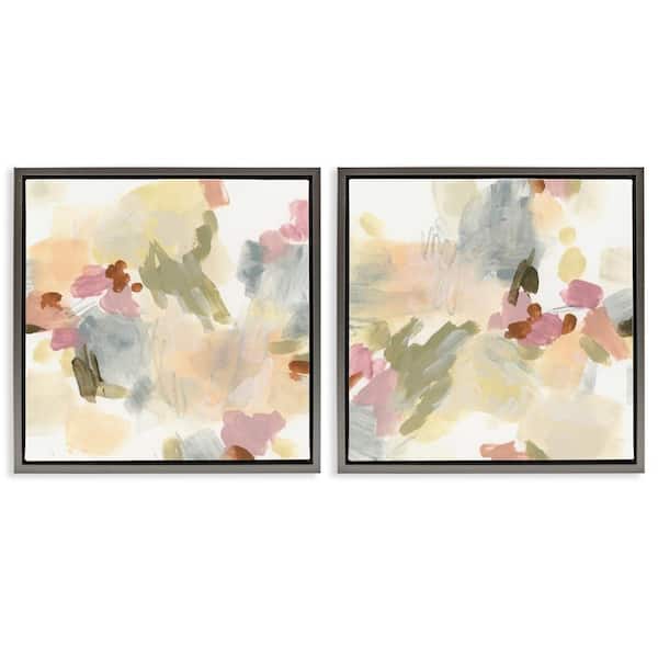 Stupell Industries Restless Abstract Splotches by June Erica Vess 2-Pieces Gray Floater Frame Abstract Graphic Art Print 25 in. x 25 in.