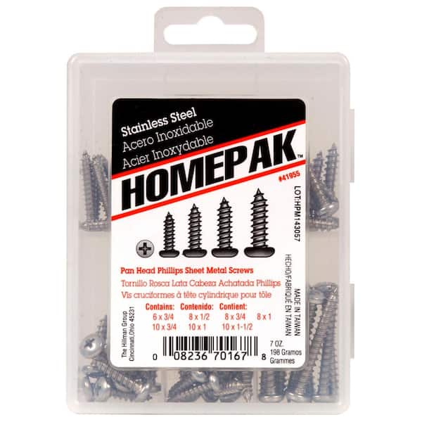 HOMEPAK 0.5 in. Stainless-Steel Pan Head Phillips Sheet Metal Screw Assorted Kit